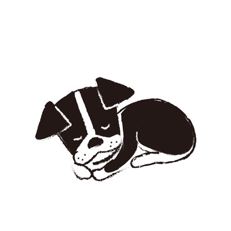 French bulldog sleeping curled up.のイラスト素材