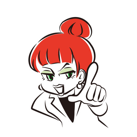 Upper body woman pointing and commenting.のイラスト素材