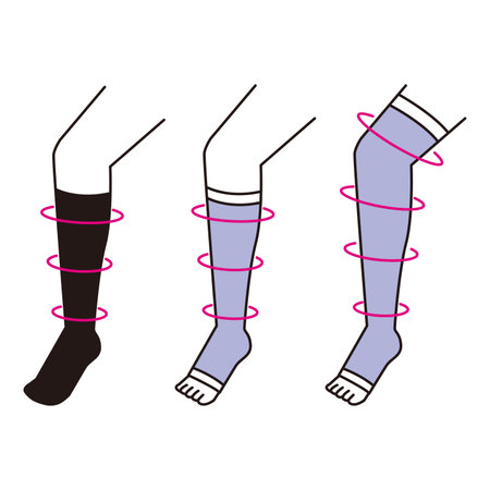 A set of leg wearing different types of pressurization socks.のイラスト素材