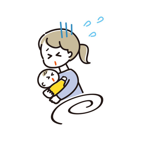 A mother who is busy raising her child.のイラスト素材
