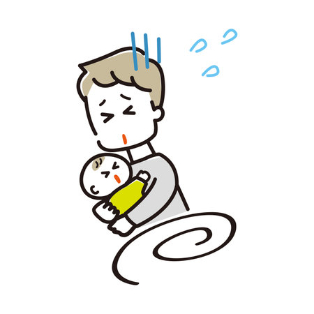 A father who is busy raising his child.のイラスト素材