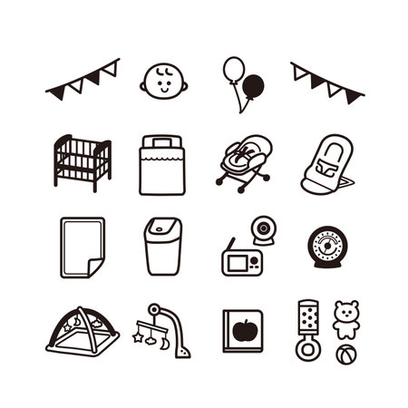 Simple baby room goods icon set.のイラスト素材