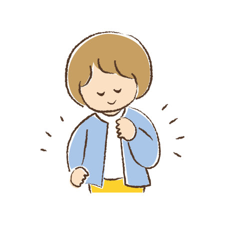 A kid wearing a cardigan.のイラスト素材