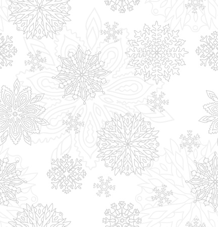 Soft gray vector pattern with decorative snowflakesのイラスト素材