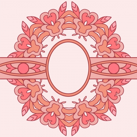 Pink decorative round frame  Frame can be used for wallpaper, web page background,tags  のイラスト素材