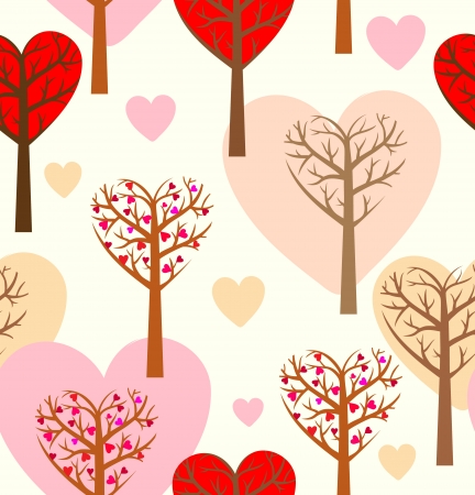 Seamless pattern with hearts and treesのイラスト素材
