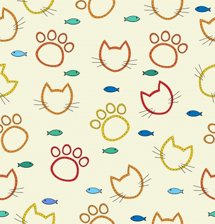 Pattern with traces of the cat and the cat face outline  Seamless pattern can be used for wallpaper, pattern fills, web page background,surface textures のイラスト素材