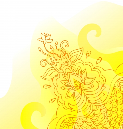 illustration of decorative yellow watercolor bannerのイラスト素材