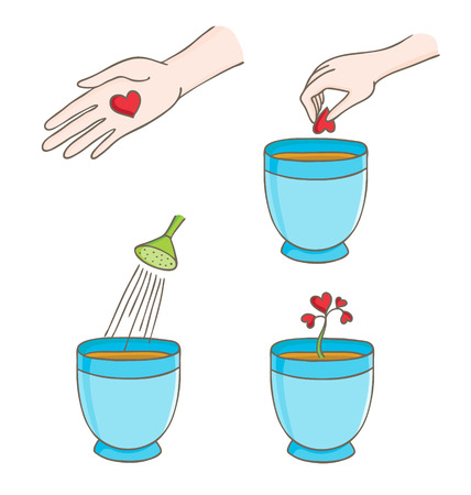 Vector illustration of growth love  The growth of love from seed on white background  のイラスト素材