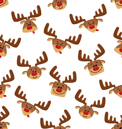 Vector seamless pattern with heads of deers. Cartoon backgroundのイラスト素材