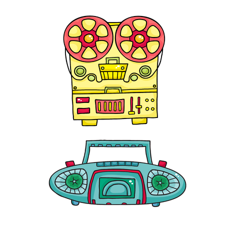 Retro musical equipment. A collection of stylish vector images oの写真素材