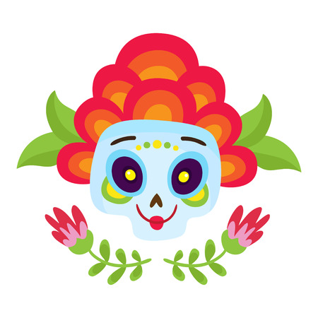 Vector illustration with colorful skulls for day of the deadのイラスト素材