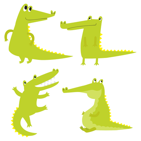 Set with happy fun crocodiles.のイラスト素材