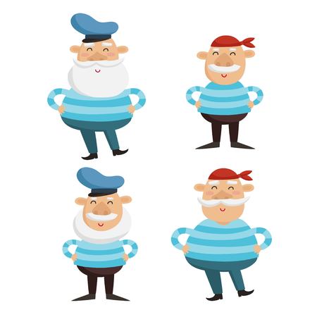 Vector illustration of happy captain and sailor charactersのイラスト素材