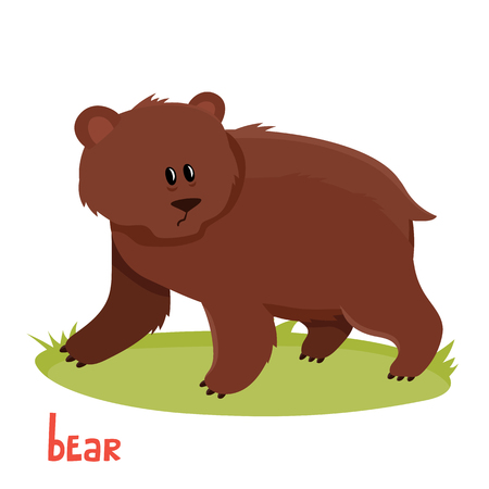 Cute brown bear in cartoon style. Vector illustration.のイラスト素材