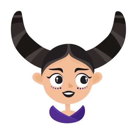 Cool female avatar. Portrait of glamorous woman with avant-garde hairstyle in cartoon style.のイラスト素材