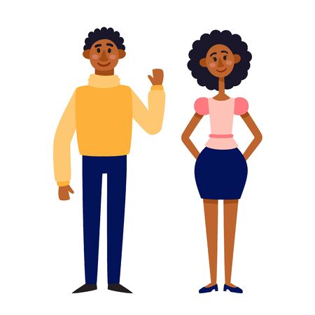 Afro american man and woman template - couple.のイラスト素材