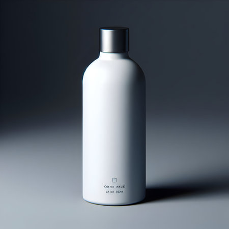 Mockup of cosmetic bottle on grey background, 3d renderの素材