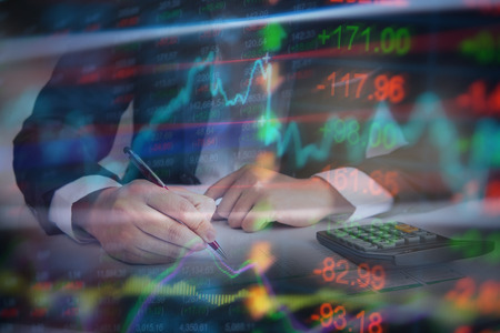 Stock market chart,Stock market data on LED display concept.