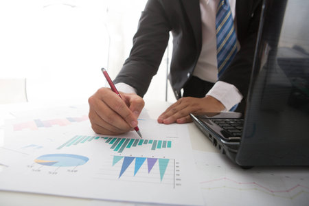 businessman working with new modern computer and business strategy as concept,の写真素材