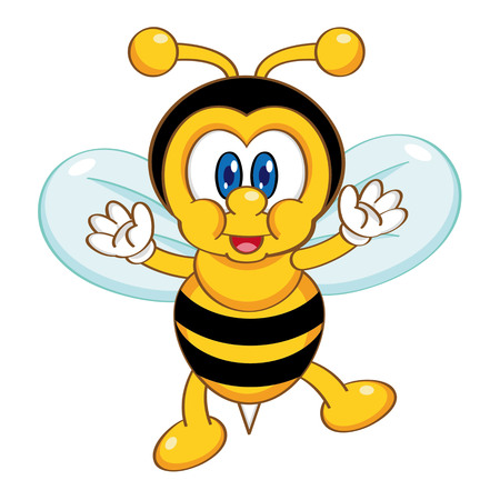 Cartoon bee icon on white background, vector illustration.のイラスト素材