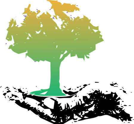 Illustration of tree on hand, save the treeのイラスト素材