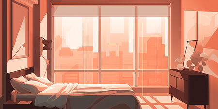 Smart Blinds: Convenient and customizable window treatments. Control your blinds with your voice or mobile app for increased comfort and privacy. Generative AI.の素材