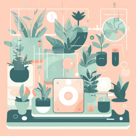 Smart Garden: Make gardening easy with smart technology. Monitor and manage your garden from anywhere, and optimize your plant growth with ease. Generative AI.の素材