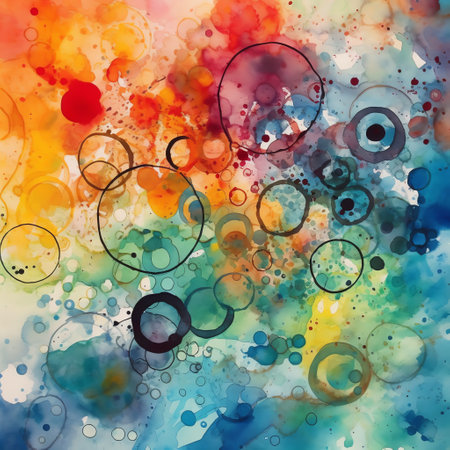 Abstract Art: A beautiful watercolor painting with bold brushstrokes and rich colors, evoking emotions and feelings in the viewer through its abstract forms and textures. Generative AI.の素材