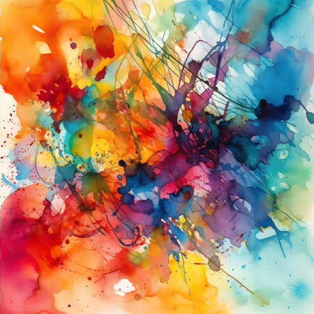 Abstract Art: A beautiful watercolor painting with bold brushstrokes and rich colors, evoking emotions and feelings in the viewer through its abstract forms and textures. Generative AI.の素材