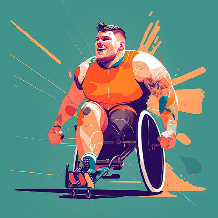 illustration of a person with a disability engaging in a physical activity or sport. Generative AI.の素材