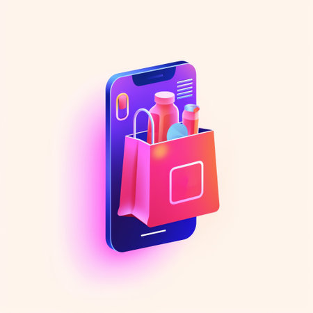 "Contactless Shopping Bag": A shopping bag with a contactless payment symbol, emphasizing the ease of making payments during the shopping experience. Generative AI.の素材