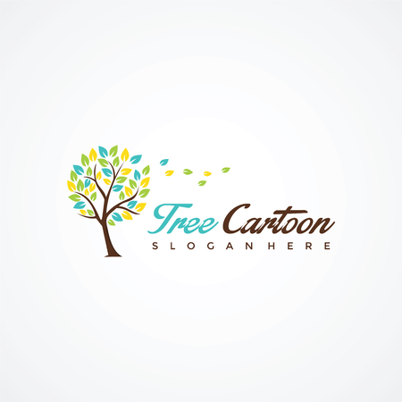 Tree cartoon Logo Template. Vector Illustrator Eps. 10のイラスト素材