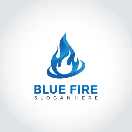 Blue Fire Logo Design. Vector Illustrator Eps. 10のイラスト素材