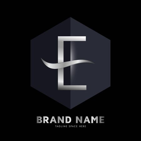 Abstract Letter E Hexagon  Design with Dark Background. Vector Illustratorのイラスト素材