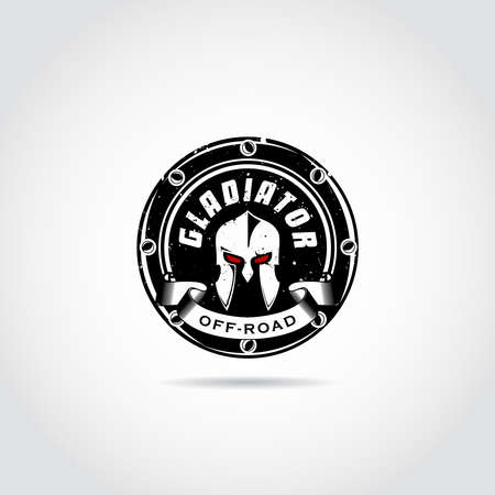 Dark Gladiator template. shield and tire concept. Vector Illustratorのイラスト素材