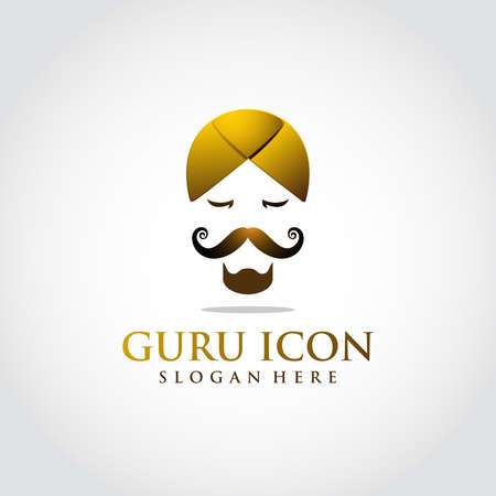 Guru icon template. Luxury color gold. head concept iconic. Vector Illustratorのイラスト素材