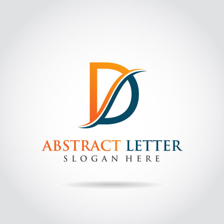 Abstract Letter D template logo design. Elegant orange and dark blue color. Vector illustrator eps.10のイラスト素材