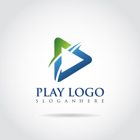 Abstract Play template logo design. blue and green color. Vector illustrator eps.10のイラスト素材