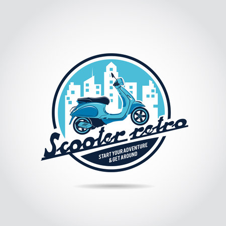 Scooter Retro Logo template. Vector Illustratorのイラスト素材