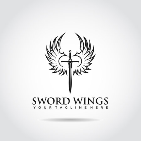 Sword Wings Logo Template. Vector Illustratorのイラスト素材