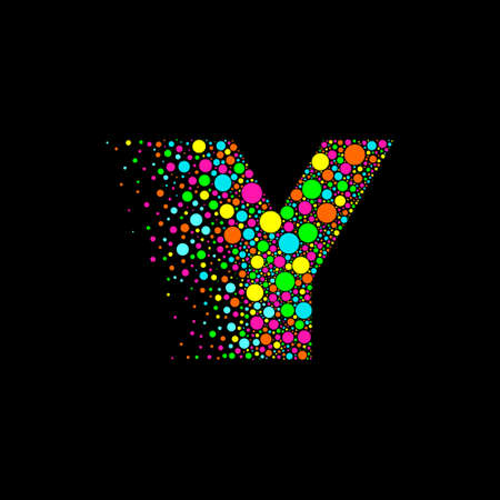 Letter Y in Dispersion Effect, Scattering Circles/Bubbles,Colorful vector.のイラスト素材