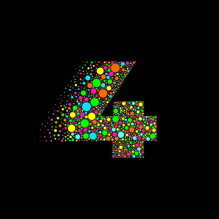 Number 4 in Dispersion Effect, Scattering Circles/Bubbles,Colorful vector.