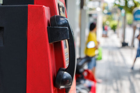 Red public telephone in Thailand