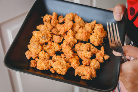 Handle dish and chicken fried pop smallの写真素材