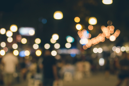 Bokeh from lighting on night walking streetの写真素材