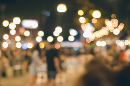 Bokeh from lighting on night walking streetの写真素材