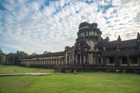 View from inside an Angkor Wat in cloudy day in Siem Reap, Cambodia.の写真素材