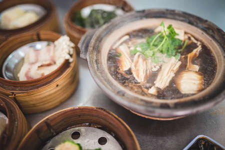 A set menu of Bak Kut Teh and Dim Sum popular breakfast in Phuket.の写真素材