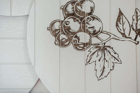 Fruit (blackberry) painted on a wooden background.の写真素材